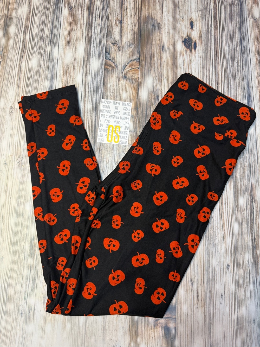 LuLaRoe Black Leggings with Orange Jack-O'-Lantern Print